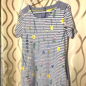 Joules size 12. Dress. Navy and white with flowers and side seam pockets